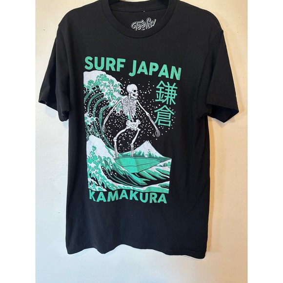 Tee Luv Other - Tee Luv Surf Japan Kamakura Skeleton Surfer Graphic T-Shirt Black Mens Medium